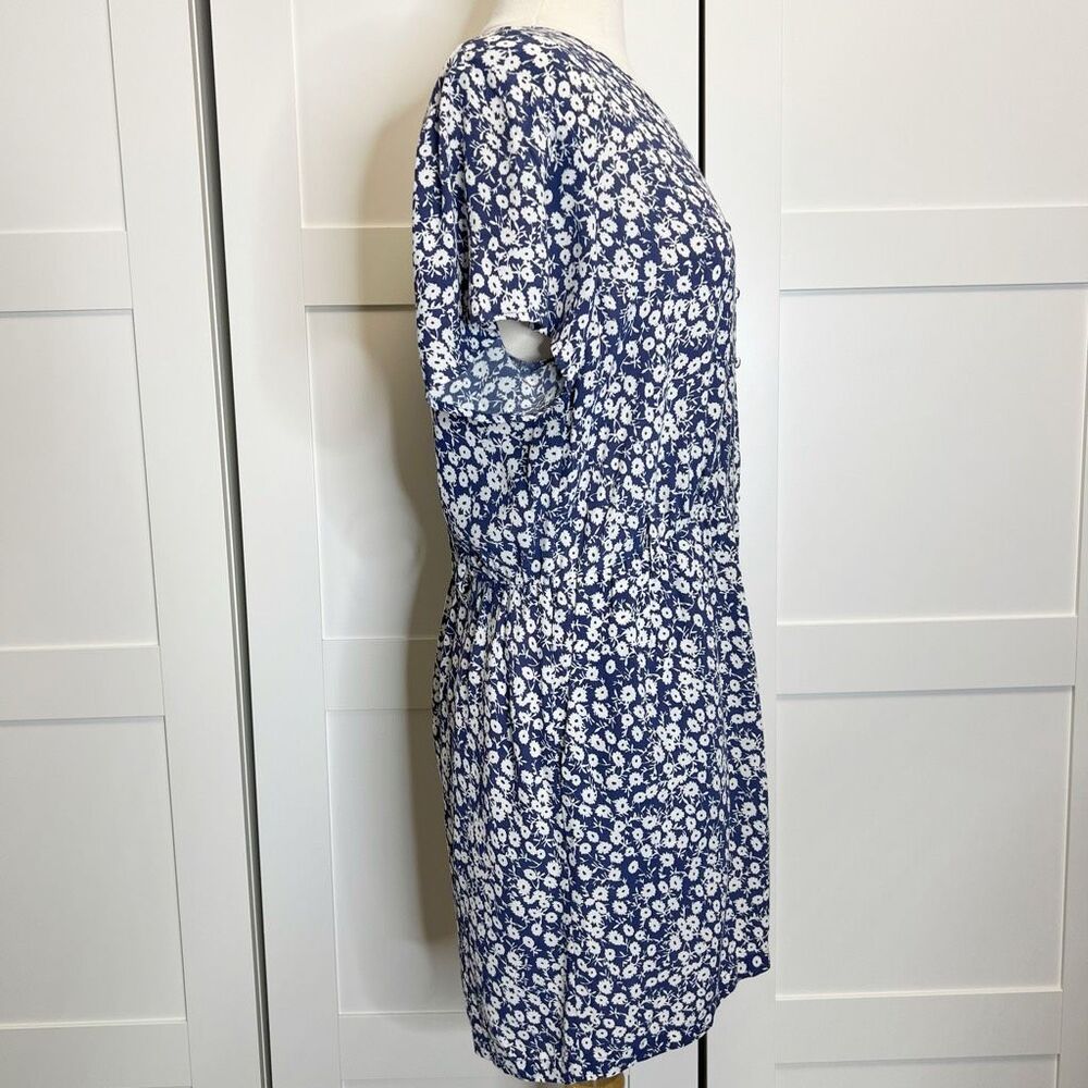 Rails Sophia Navy Camellia Blue White Mini Floral V-Neck Short Sleeve Romper L - Picture 3 of 5